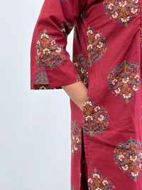 Maroon Floral Printed Cambric Cotton Feeding Co ord Set| Palazzo Pant | Free Size