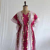 Pink And White Dot Printed Premium Cotton Feeding Kaftan | Free Size | Chest Width 44″| Length 56″