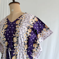 Purple And White Dot Printed Premium Cotton Feeding Kaftan | Free Size | Chest Width 44″| Length 56″