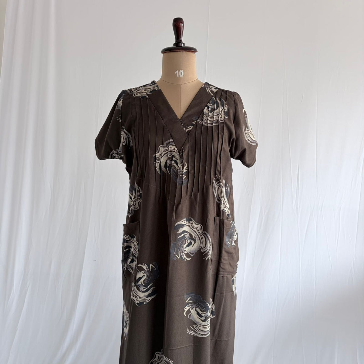Grey Floral Printed V-Neck Alfine Churidar Cut Nighty | Free Size | Chest Width 44″| Length 56″