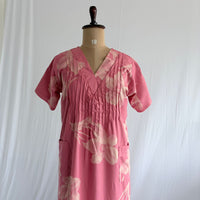 Pink Floral Printed V-Neck Alfine Churidar Cut Nighty | Free Size | Chest Width 44″| Length 56″