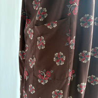 Coffee Brown Printed V-Neck Alfine Churidar Cut Nighty | Free Size | Chest Width 44″| Length 56″