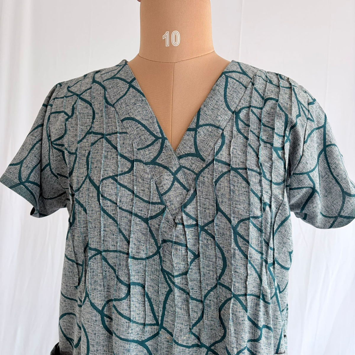 Blue Printed V-Neck Alfine Churidar Cut Nighty | Free Size | Chest Width 44″| Length 56″