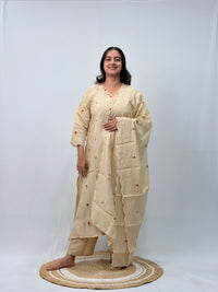 Ivory Floral Embroidered 3 Piece Set