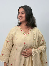 Ivory Floral Embroidered 3 Piece Set