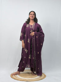 Violet Embroidered 3 Piece Set