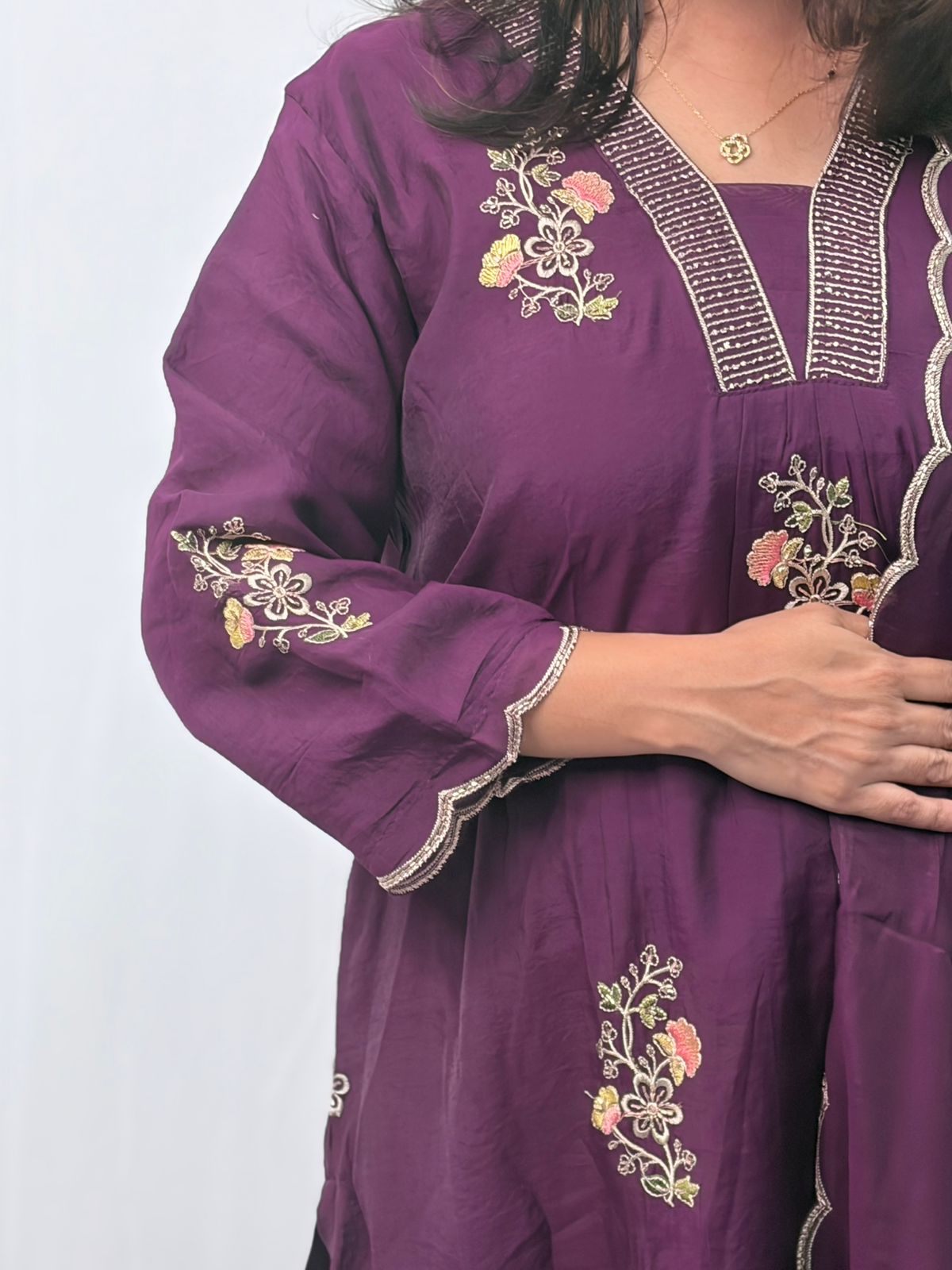 Violet Embroidered 3 Piece Set