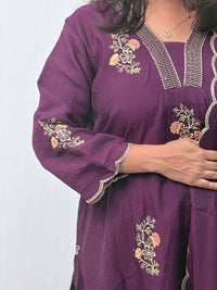 Violet Embroidered 3 Piece Set