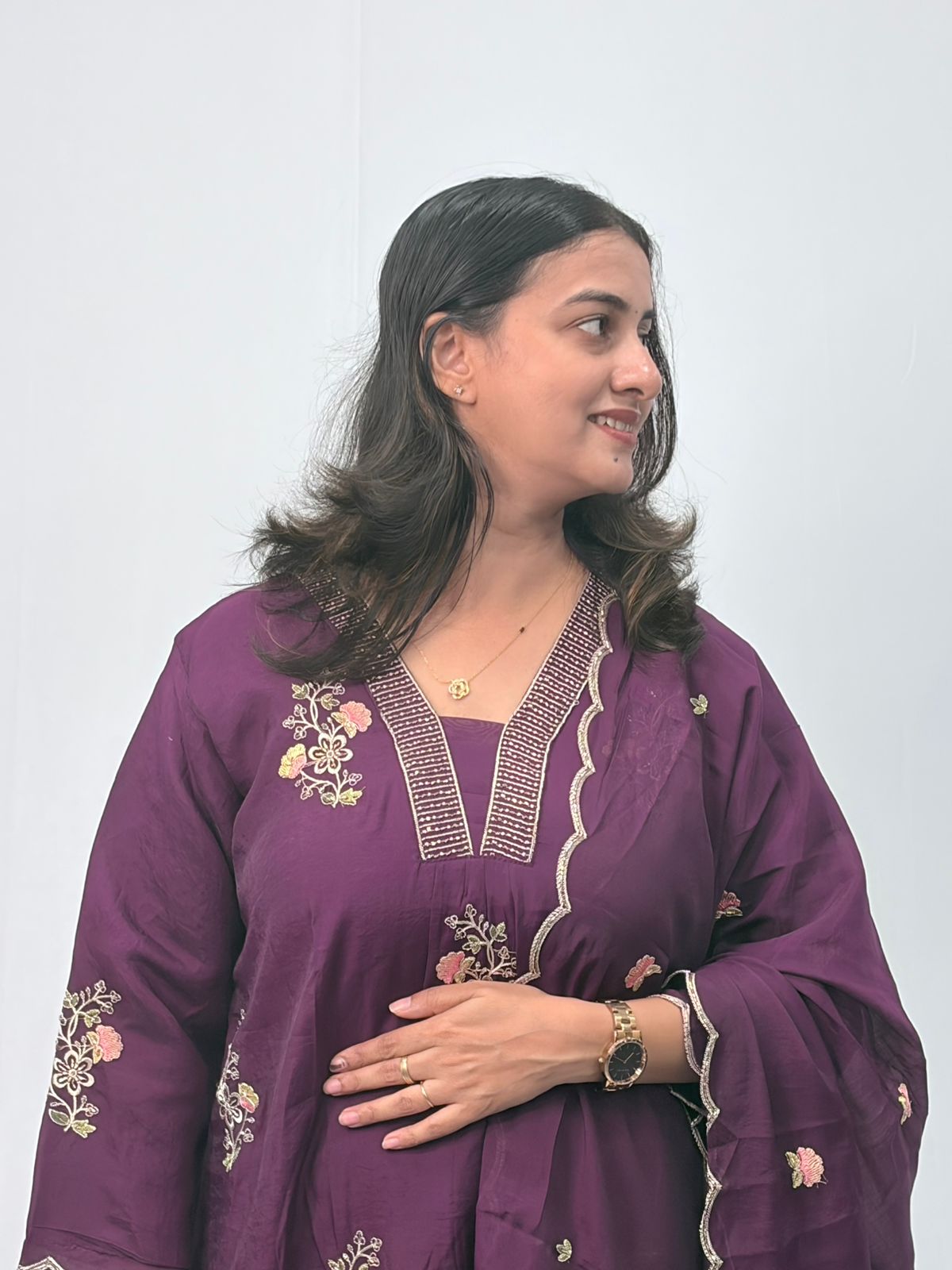 Violet Embroidered 3 Piece Set