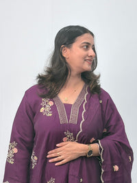 Violet Embroidered 3 Piece Set