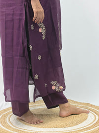 Violet Embroidered 3 Piece Set