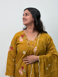 Mustard Yellow Embroidered 3 Piece Set