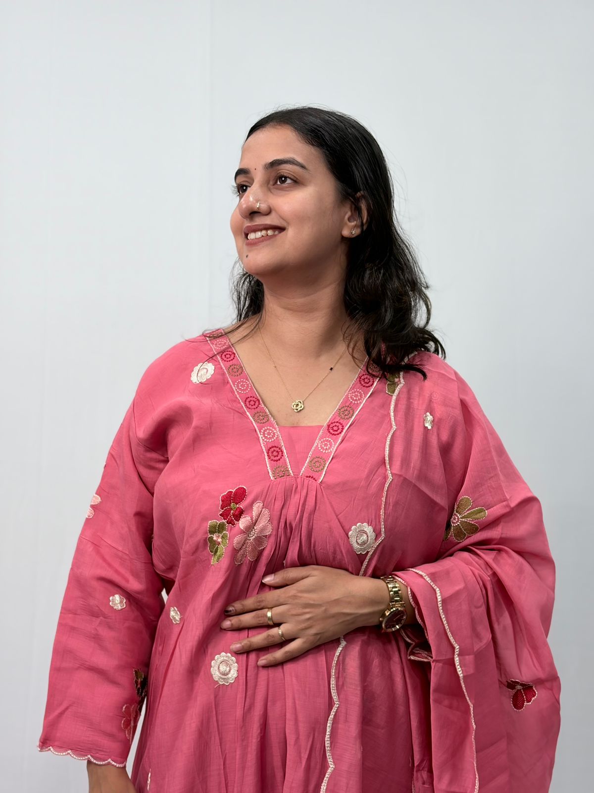 Pastel Peach Embroidered 3 Piece Set