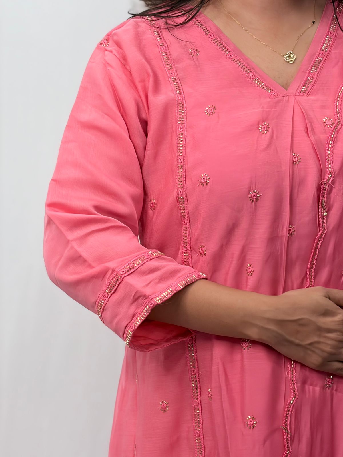 Pastel Peach Embroidered 3 Piece Set