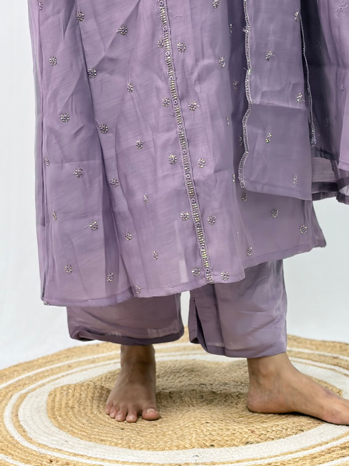Lavender Embroidered 3 Piece Set