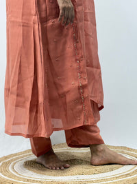 Pastel Orange Embroidered 3 Piece Set