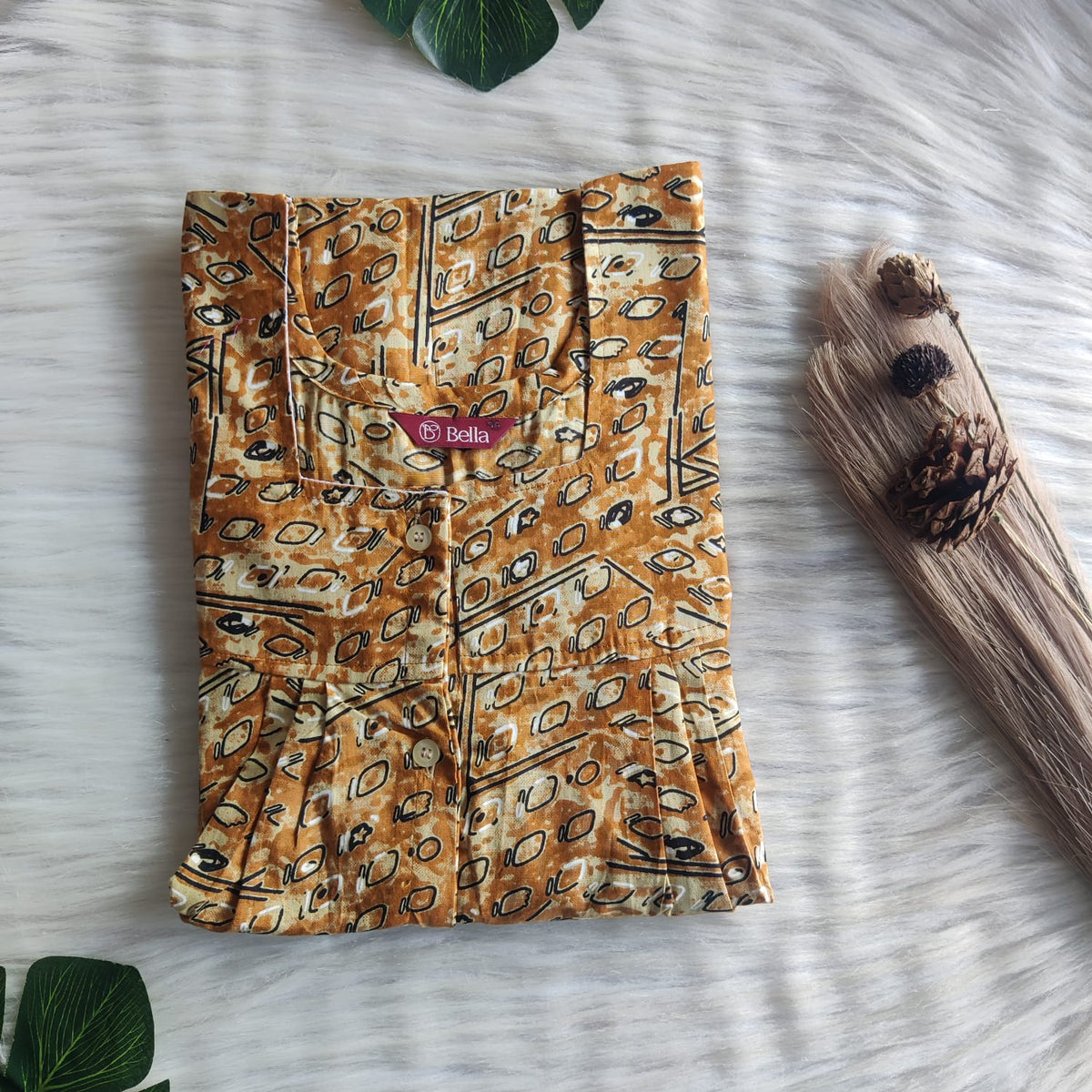 Brown Premium Cotton Full Open Labour Room Nighty | Free Size | Chest Width 44"| Length 54"-56"