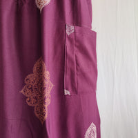 White Printed Wine V-Neck Alfine Churidar Cut Nighty | Free Size | Chest Width 44″| Length 56″