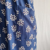 White Floral Printed Navy Blue V-Neck Alfine Churidar Cut Nighty | Free Size | Chest Width 44″| Length 56″
