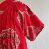 Red Printed V-Neck Alfine Churidar Cut Nighty | Free Size | Chest Width 44″| Length 56″