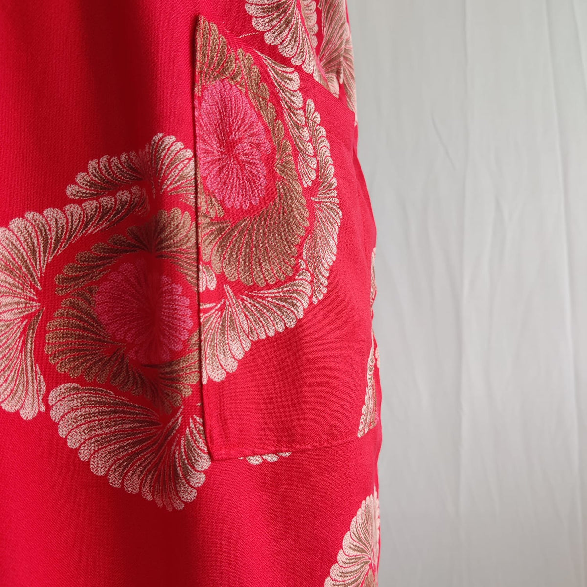 Red Printed V-Neck Alfine Churidar Cut Nighty | Free Size | Chest Width 44″| Length 56″