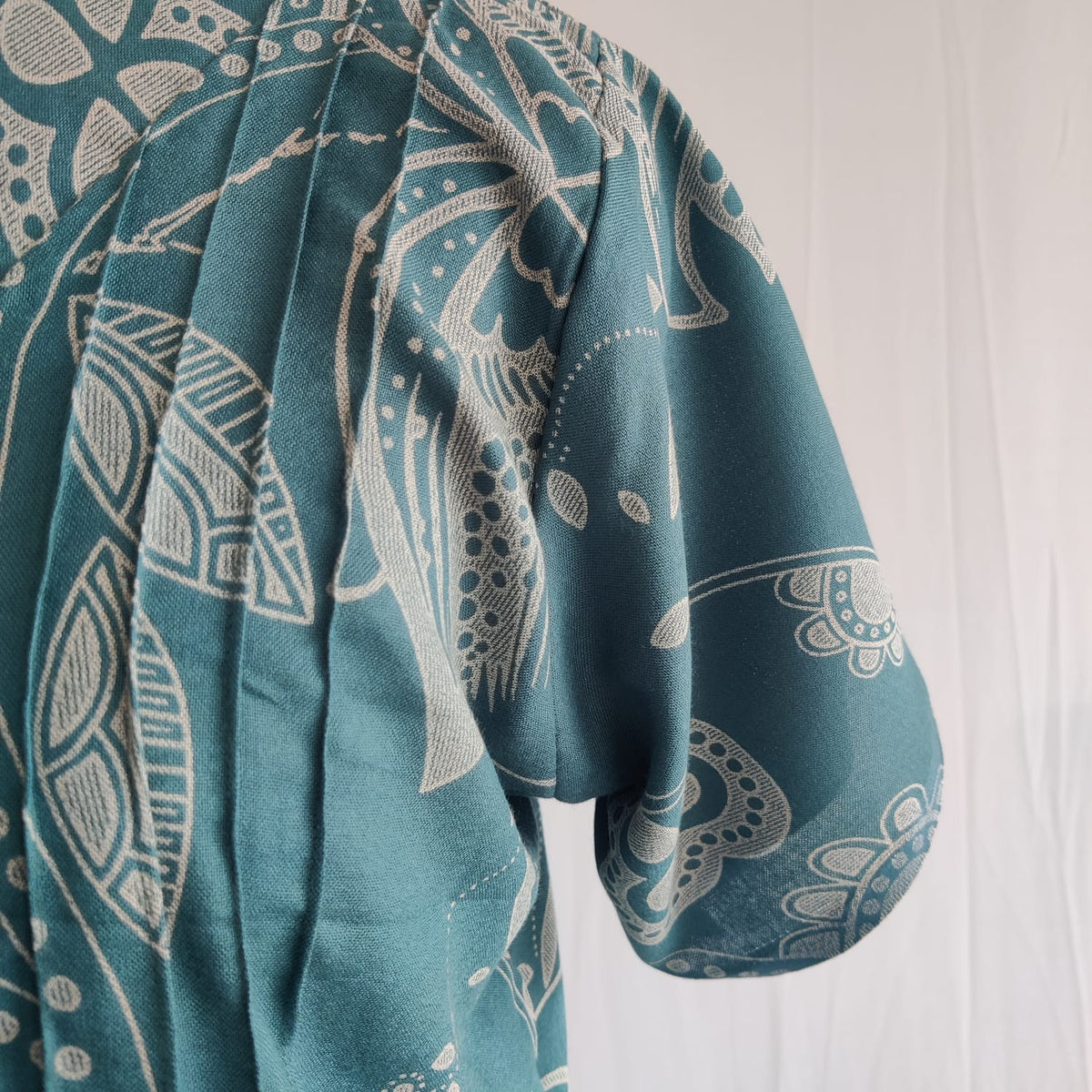 Pastel Blue Printed V-Neck Alfine Churidar Cut Nighty | Free Size | Chest Width 44″| Length 56″
