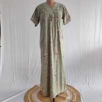 Pastel Green Printed V-Neck Alfine Churidar Cut Nighty | Free Size | Chest Width 44″| Length 56″