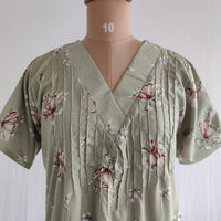 Pastel Green Printed V-Neck Alfine Churidar Cut Nighty | Free Size | Chest Width 44″| Length 56″