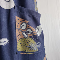 Brown And Green Printed Navy Blue V-Neck Alfine Churidar Cut Nighty | Free Size | Chest Width 44″| Length 56″