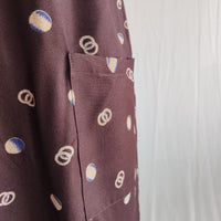 Coffee Brown Dot Printed V-Neck Alfine Churidar Cut Nighty | Free Size | Chest Width 44″| Length 56″