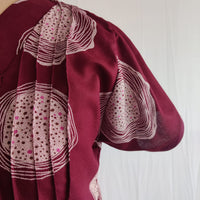 Maroon Printed V-Neck Alfine Churidar Cut Nighty | Free Size | Chest Width 44″| Length 56″