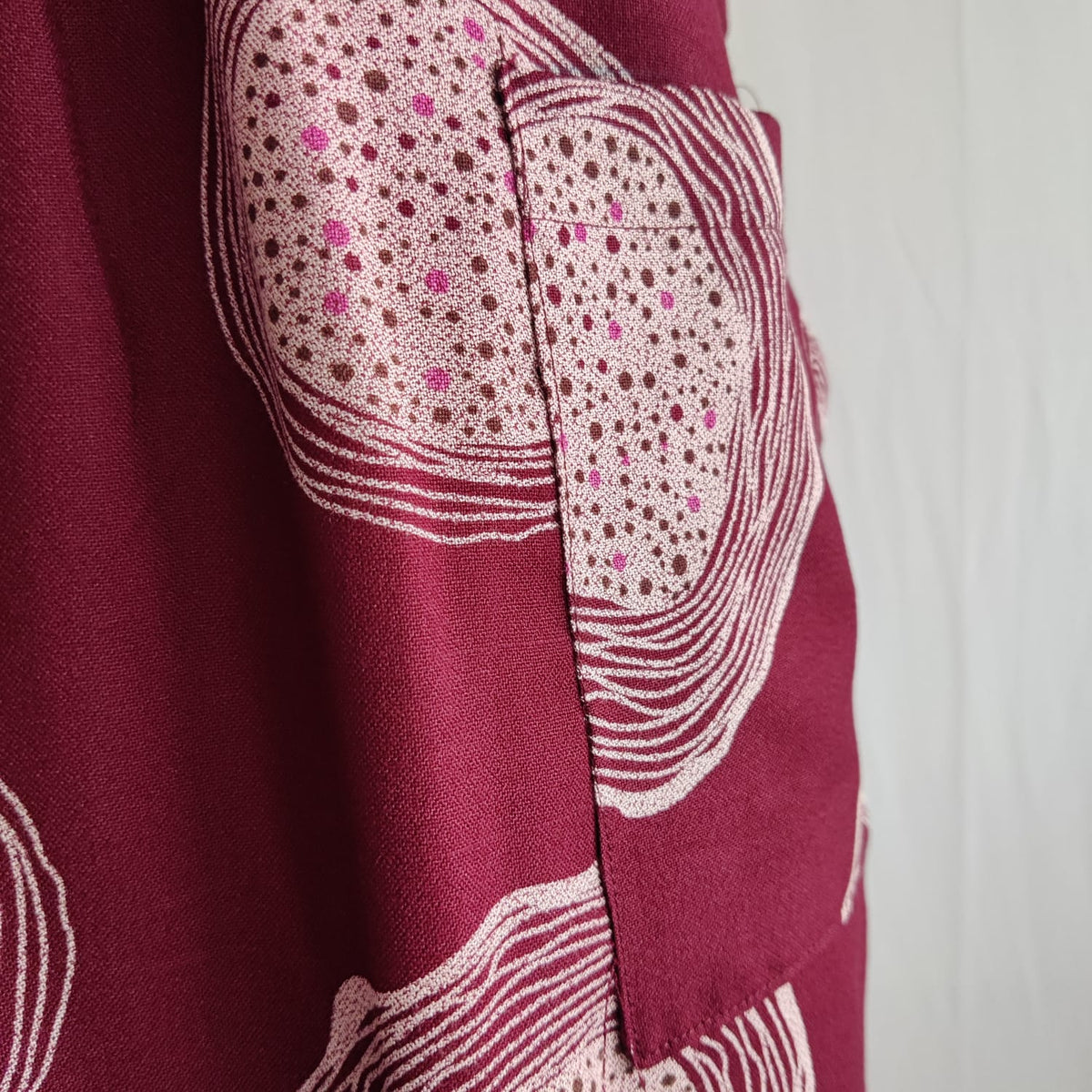 Maroon Printed V-Neck Alfine Churidar Cut Nighty | Free Size | Chest Width 44″| Length 56″
