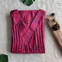 Beetroot Red Printed V-Neck Alfine Churidar Cut Nighty | Free Size | Chest Width 44″| Length 56″