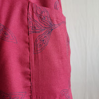 Beetroot Red Printed V-Neck Alfine Churidar Cut Nighty | Free Size | Chest Width 44″| Length 56″