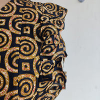 Garage Sale - Yellow Printed Black Gujari Cotton Ruffle Sleeve Short Maternity Gown