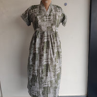 Garage Sale - Green Printed Premium Cotton V Collar Neck Short Short Maternity Gown