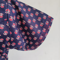 Garage Sale - Pink Floral Printed Navy Blue Premium Cotton V Collar Neck Short Short Maternity Gown