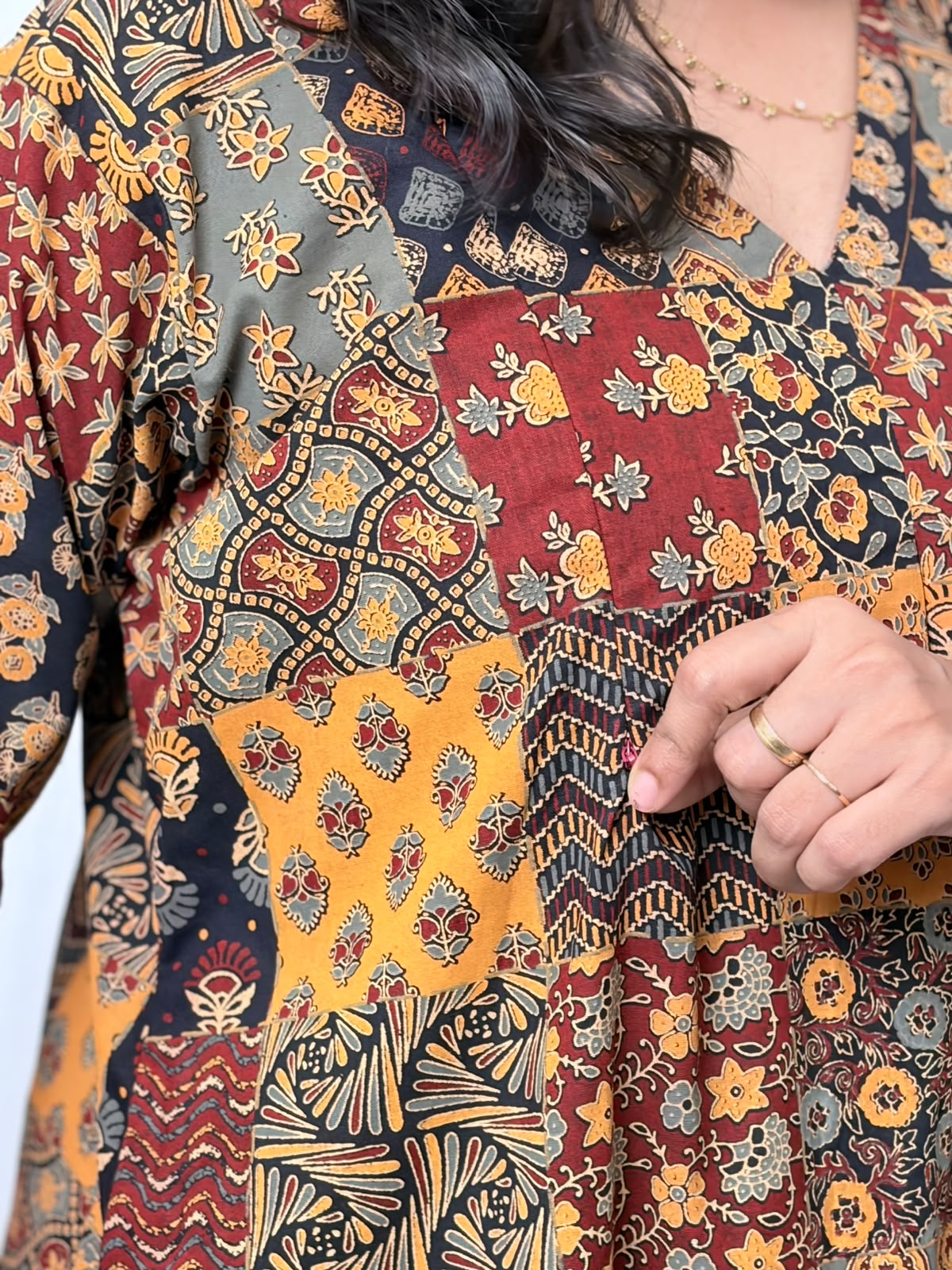 Yellow And Black Check Printed Cotton V- Neck Kurti Co-ord Set| Palazzo Pant | Free Size