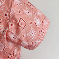 Garage Sale - Pastel Orange Printed Premium Cotton V Collar Neck Short Short Maternity Gown
