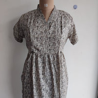 Garage Sale - Beige Printed Premium Cotton V Collar Neck Short Short Maternity Gown
