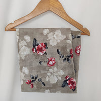 Red Floral Printed Grey Pure Cotton Shirt Pyjama Set | Free Size |