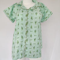 Green Printed Pure Cotton Shirt Pyjama Set | Free Size |