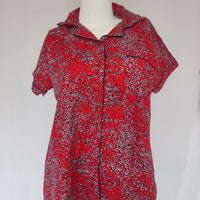 Red Printed Pure Cotton Shirt Pyjama Set | Free Size |