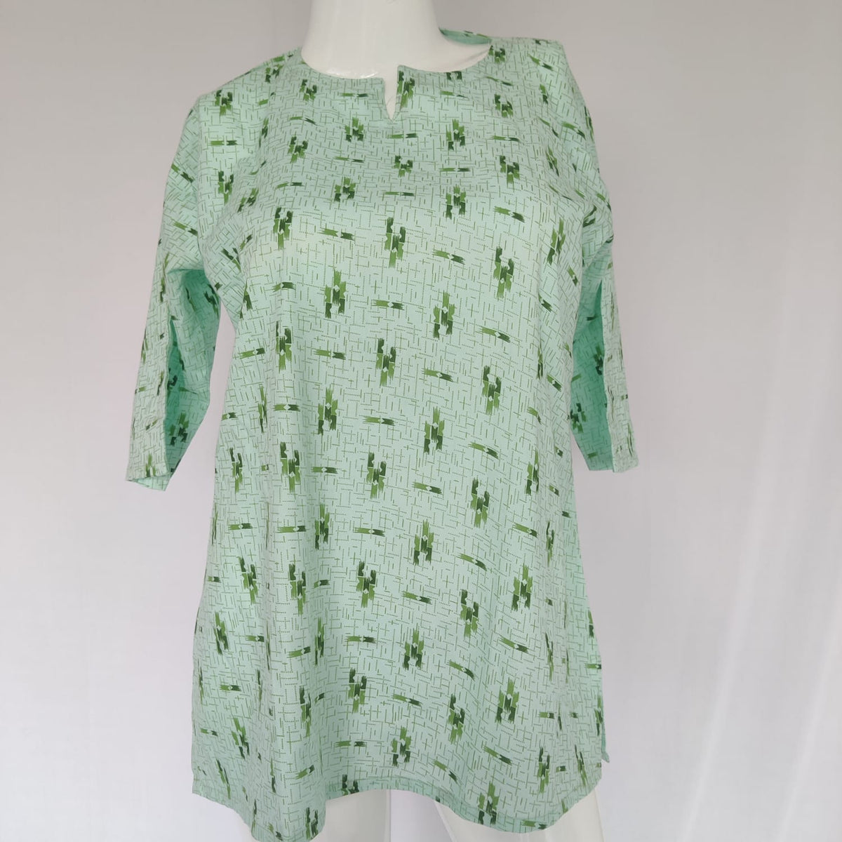 Green Printed Round Neck Pure Cotton Loungewear Pyjama Set Free Size 3/4 Sleeve (Suits for bra size 34″- 40″)