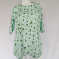 Green Printed Round Neck Pure Cotton Loungewear Pyjama Set Free Size 3/4 Sleeve (Suits for bra size 34″- 40″)