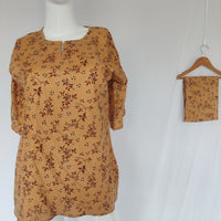 Brown Printed Round Neck Pure Cotton Loungewear Pyjama Set Free Size 3/4 Sleeve (Suits for bra size 34″- 40″)