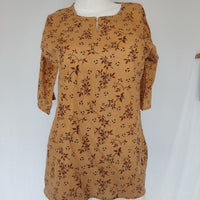 Brown Printed Round Neck Pure Cotton Loungewear Pyjama Set Free Size 3/4 Sleeve (Suits for bra size 34″- 40″)
