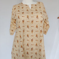 Yellow Printed Round Neck Pure Cotton Loungewear Pyjama Set Free Size 3/4 Sleeve (Suits for bra size 34″- 40″)