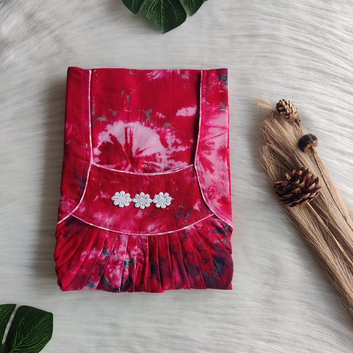 Pink Printed Chungidi Cotton Three Flower Nighty |Free Size | Chest Width 44"| Length 54"-55"