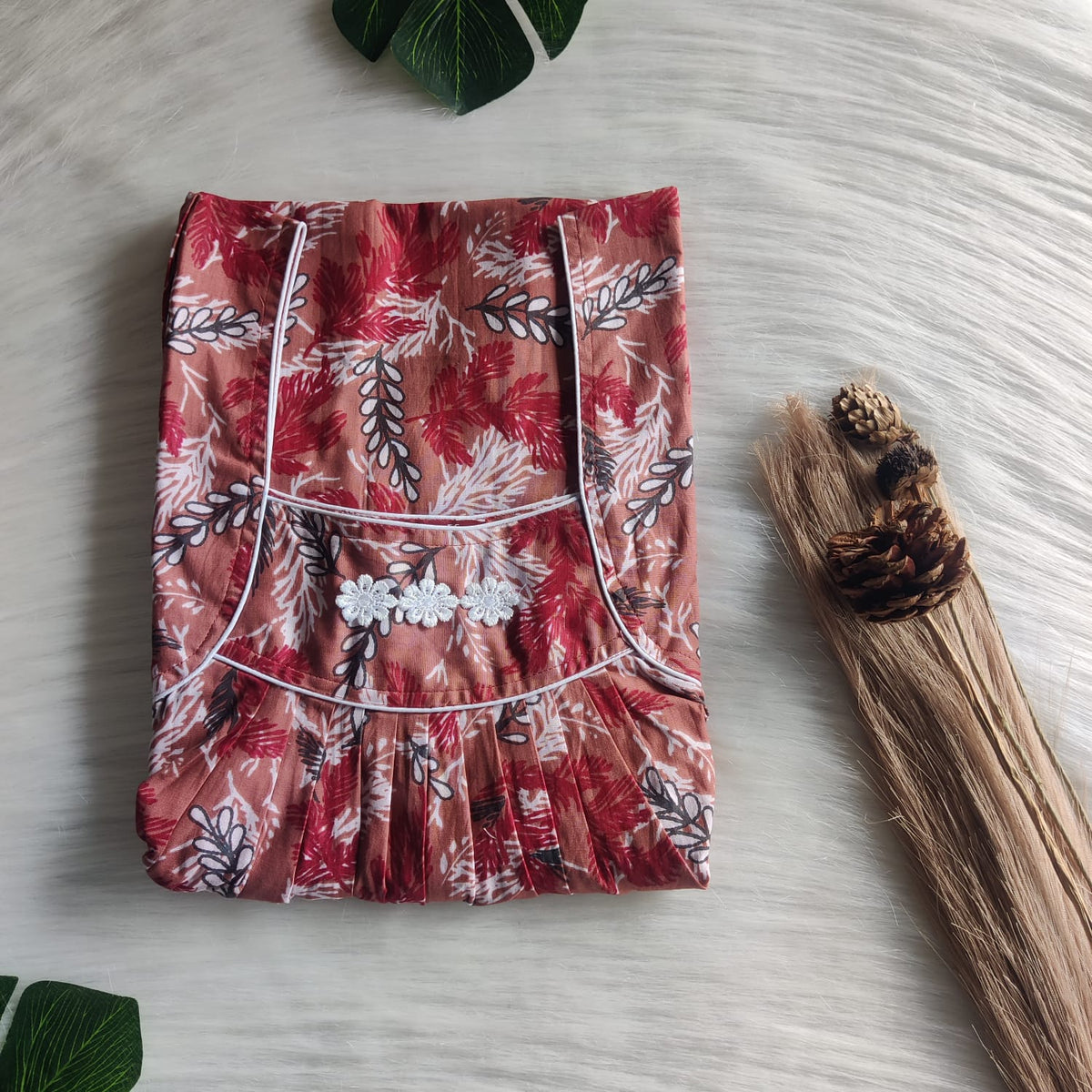 Mauve Printed Premium Cotton Three Flower Nighty |Free Size | Chest Width 44"| Length 54"-55"